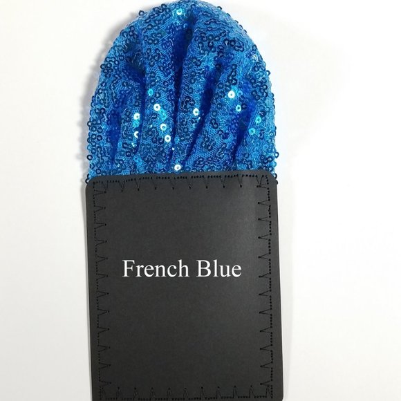 Men's French Blue Sequin Pre-Folded Pocket Square Insert - Fan Design - Picture 7 of 7